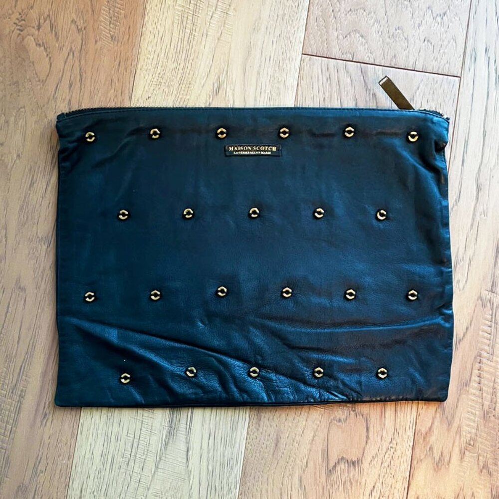 Scotch and Soda Clutch Black sheep leather bag